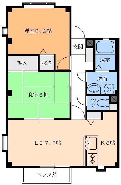 フォブールタウン石手白石A(2LDK/2階)の間取り写真