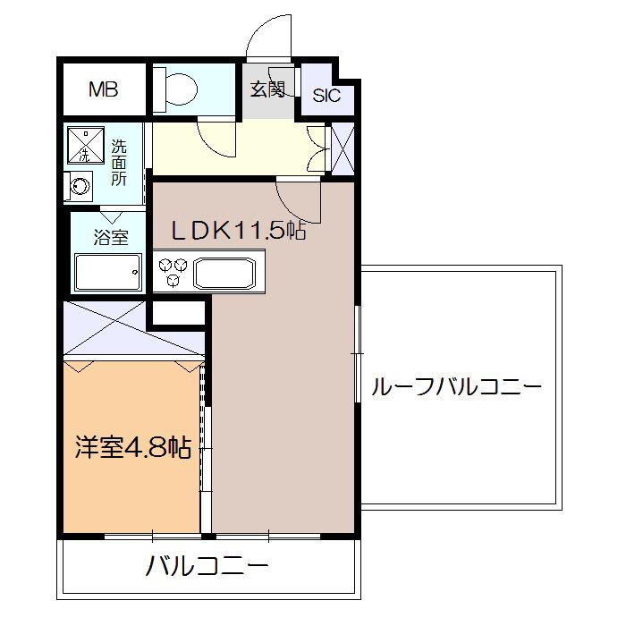 スカイシャトー(1LDK/3階)の間取り写真