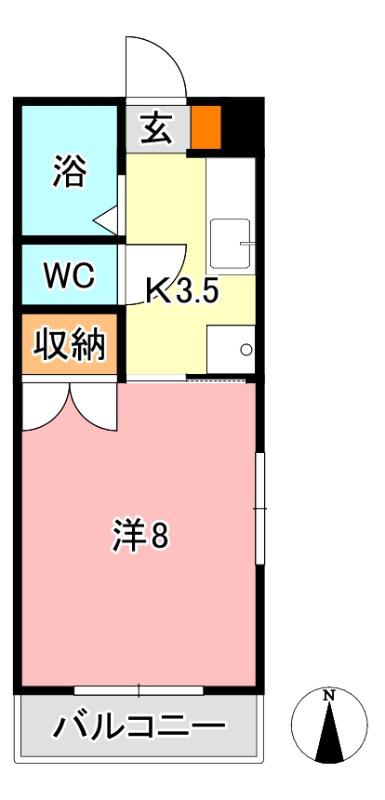 アークハイツ富田町(1K/5階)の間取り写真