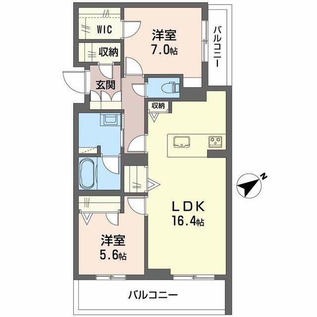 メゾン カルム(2LDK/2階)の間取り写真