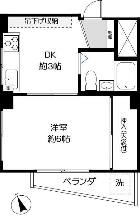 西荻ローヤルコーポ(1DK/3階)の間取り写真