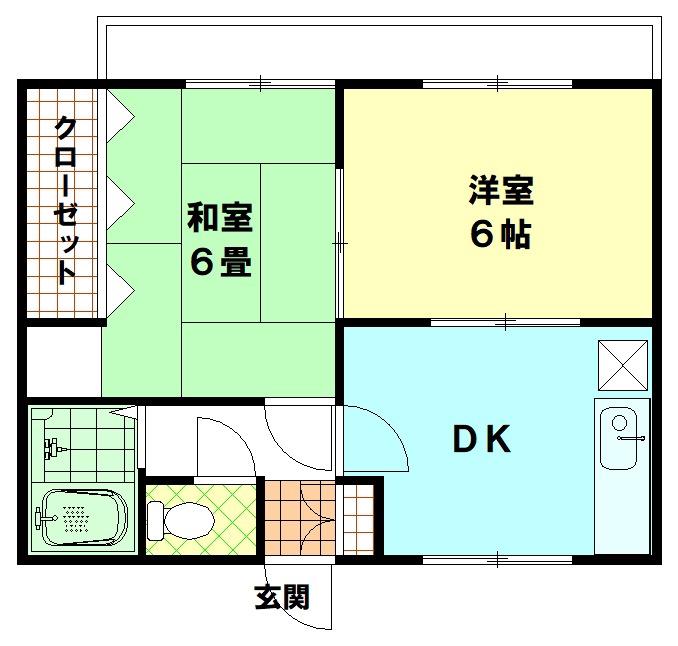 ルナハイツII(2DK/2階)の間取り写真