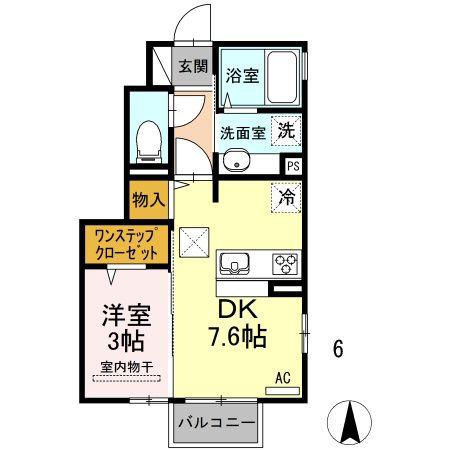 ライフステージA(1DK/1階)の間取り写真
