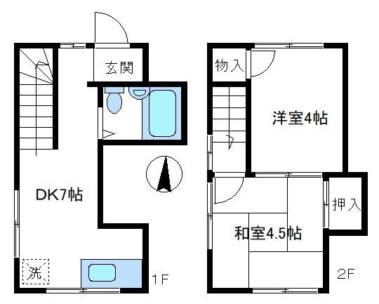 コーポみどり(2DK/1階)の間取り写真