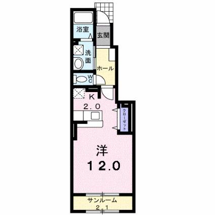 プランセス(ワンルーム/1階)の間取り写真
