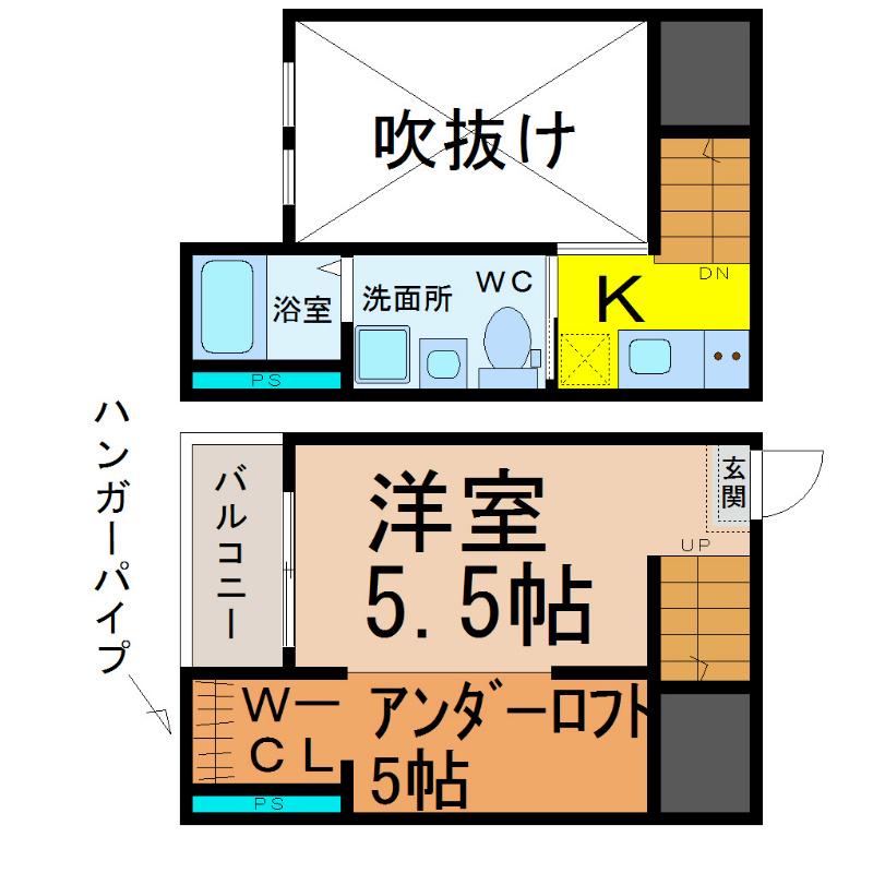 REGALIA(1K/2階)の間取り写真
