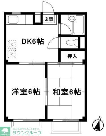 セラミックハイツ鶴見B(2DK/1階)の間取り写真