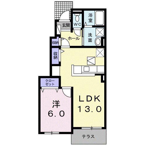 サニーホームズ(1LDK/1階)の間取り写真