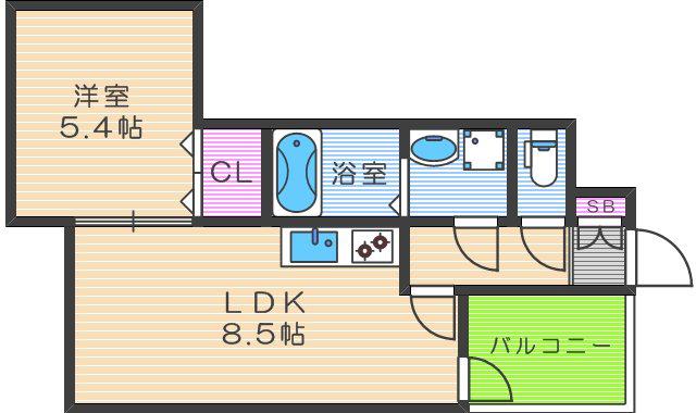 ジニアス・F(1LDK/3階)の間取り写真