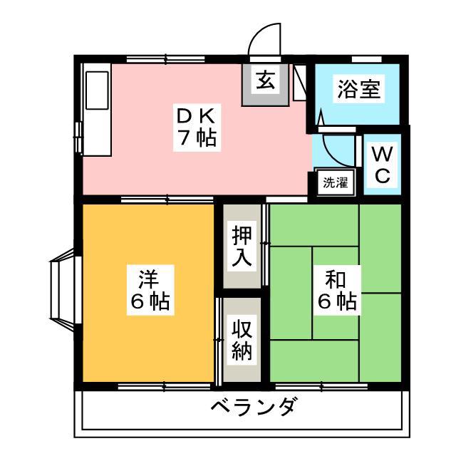 アオキフラット(2DK/2階)の間取り写真