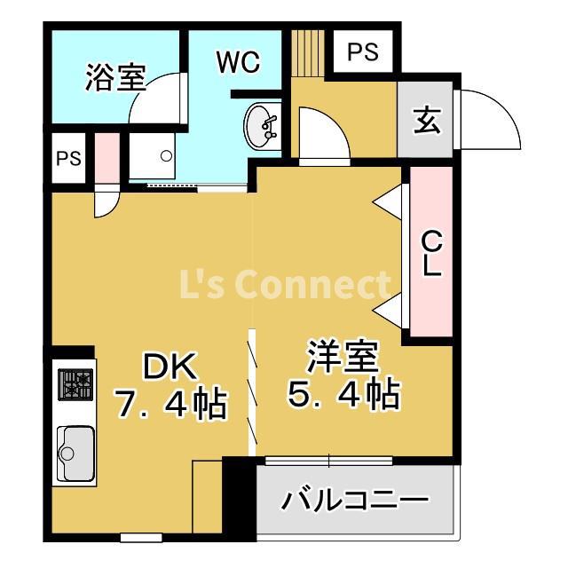 レムナント晩翠(1DK/8階)の間取り写真