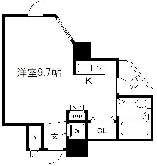 デトムワン二篠城東(ワンルーム/3階)の間取り写真