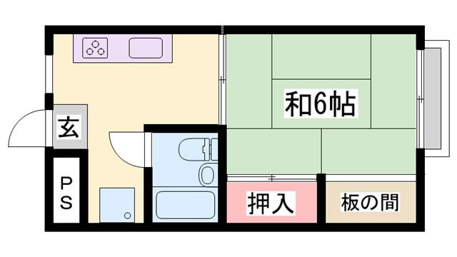 ユニハイツ田村I(1K/1階)の間取り写真