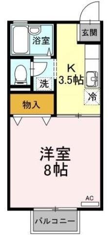 セジュール中吉野 A棟(1K/2階)の間取り写真
