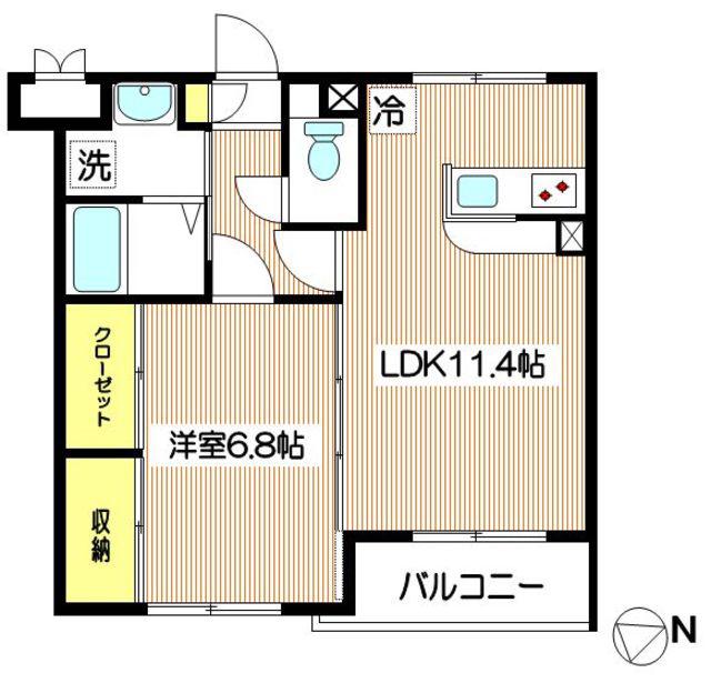 エスポワール多摩川(1LDK/1階)の間取り写真