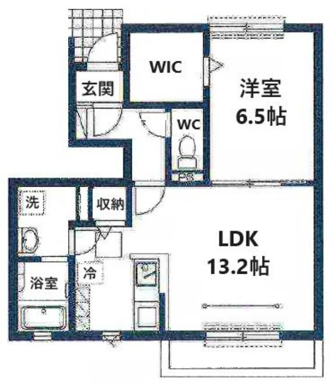 ペットケアビレッジ小手指南H(1LDK/1階)の間取り写真