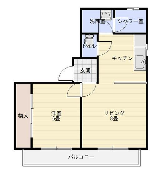 別府コージェマンション(1LDK/2階)の間取り写真