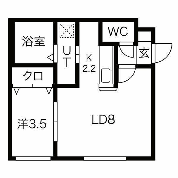 ハイアット恵庭(1LDK/4階)の間取り写真