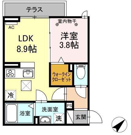 ONE UNIVERSITY PLACE(1LDK/1階)の間取り写真