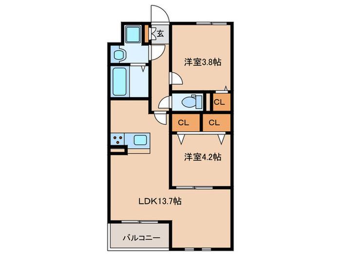 MAISON FIORE(2LDK/1階)の間取り写真