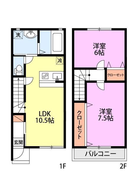 BAMBINOII(2LDK/1階)の間取り写真