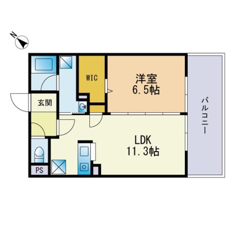 キルンズ博多駅南(1LDK/3階)の間取り写真