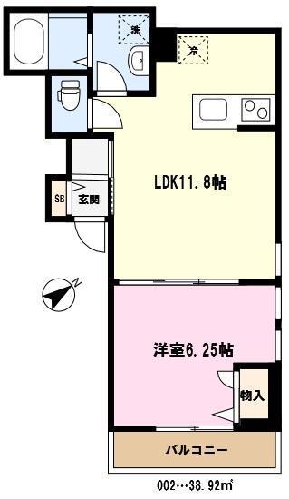 MIYABI(1LDK/1階)の間取り写真