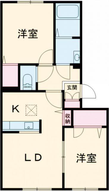 シャーメゾン粟津(2LDK/1階)の間取り写真