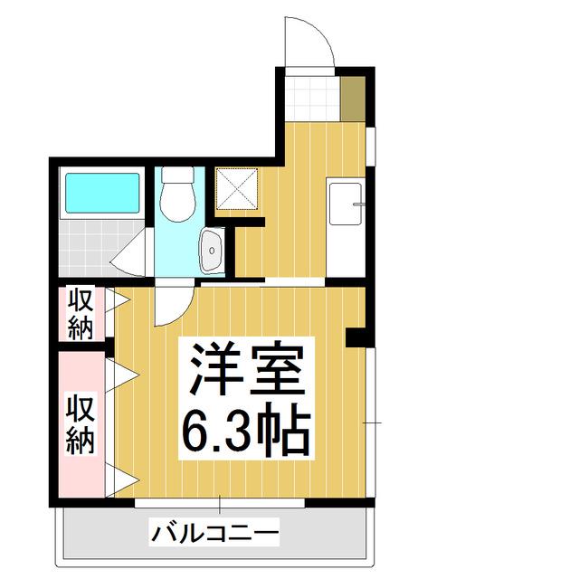ＪＲ大糸線 北松本駅 徒歩17分 4階建 築23年(1K/2階)の間取り写真