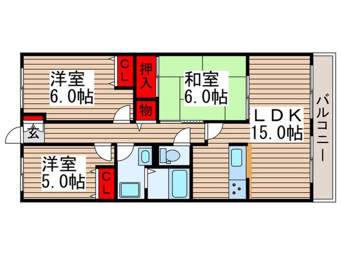 CAETLA鎌ヶ谷(3LDK/1階)の間取り写真