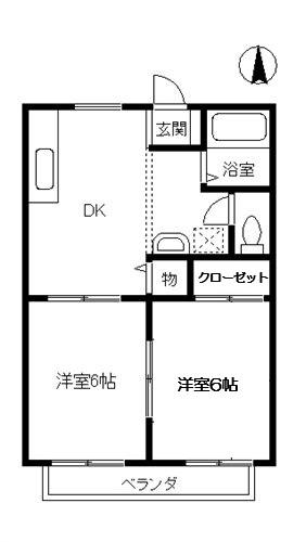 サニーハイツ(2DK/2階)の間取り写真