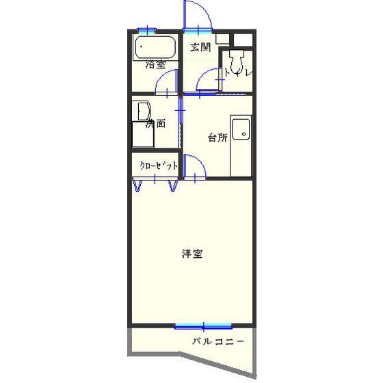 ハピネス23(1K/3階)の間取り写真