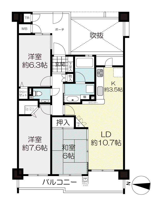 クレアホームズ赤坂けやきの杜(3LDK/4階)の間取り写真