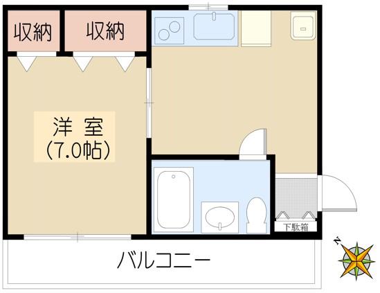高橋ビル(1DK/3階)の間取り写真