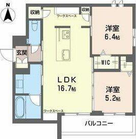 地下鉄名城線 黒川駅(愛知) 徒歩5分 4階建 築3年(2LDK/3階)の間取り写真