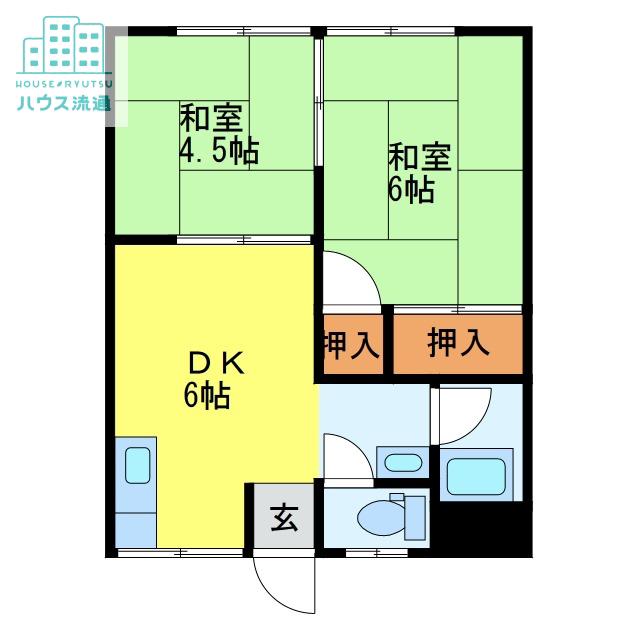 徳富アパート(2DK/2階)の間取り写真