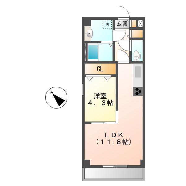 エスフォート鶴舞キューブS-FORT鶴舞CUBE(1LDK/2階)の間取り写真