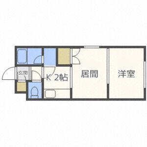 ビッグバーンズマンション菊水(1DK/2階)の間取り写真