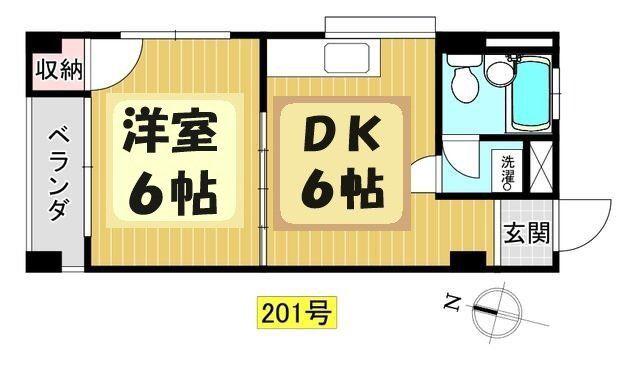 グリーンハイツ(1DK/2階)の間取り写真