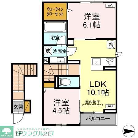 T-HAPPILIA(2LDK/2階)の間取り写真