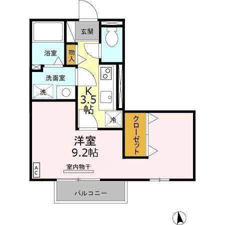 タウンコート31(1K/2階)の間取り写真