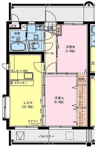 グランドオーク弐番館(2LDK/3階)の間取り写真