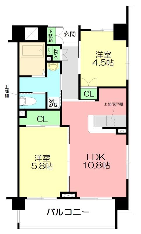 パノラマ南鴨宮(2LDK/2階)の間取り写真