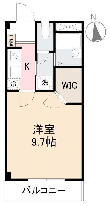 フォブールTROIS栗林(1K/2階)の間取り写真