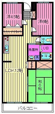 信栄マンション(3LDK/4階)の間取り写真