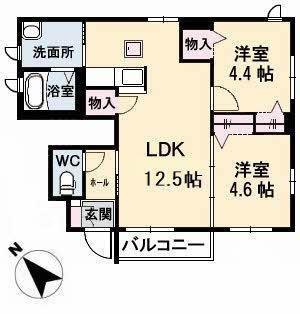 MAISONりんご(2LDK/1階)の間取り写真