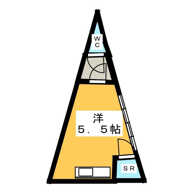 練馬三角ビル(ワンルーム/2階)の間取り写真