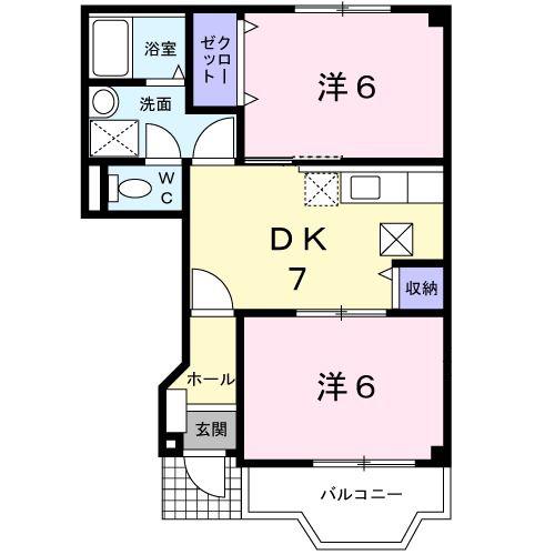 ロータスハイツ(2DK/1階)の間取り写真