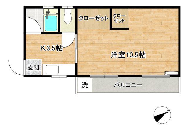 大泉パークコーポ(1K/2階)の間取り写真