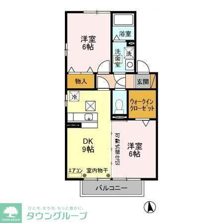 ウィルモア新松戸A(2DK/1階)の間取り写真